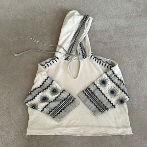 Anthropologie embroidered sweatshirt, size S, black and cream, brand new